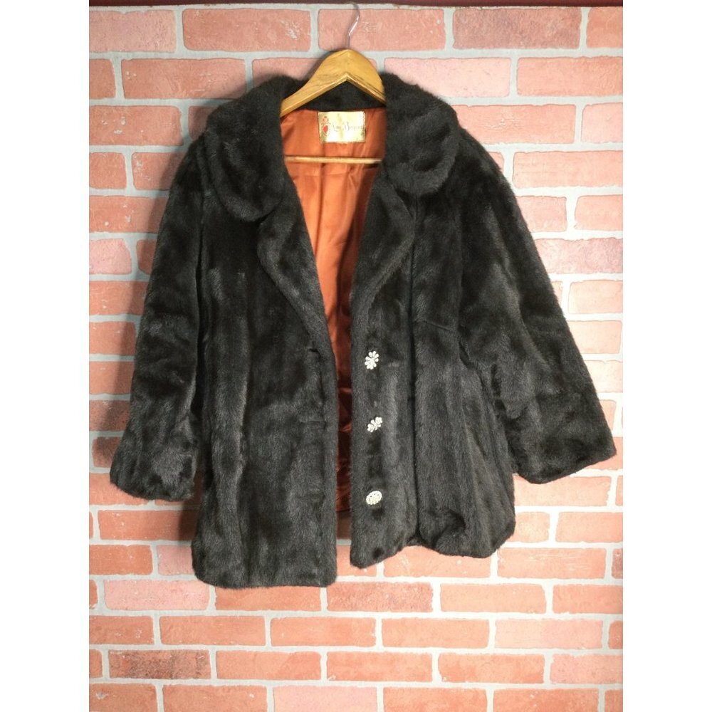 Vintage Lane Bryant womens Faux Fur Coat Jacket Short M/L